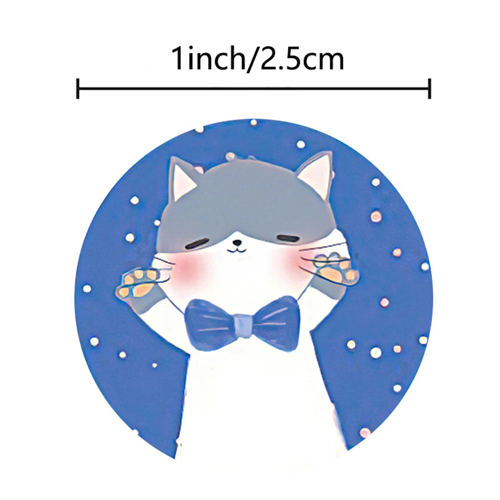 100-500pcs 1 inch Cat Sticker kids Reward Sticker Gift Decoration Label Teacher Encouragement Student Stationery Stickers