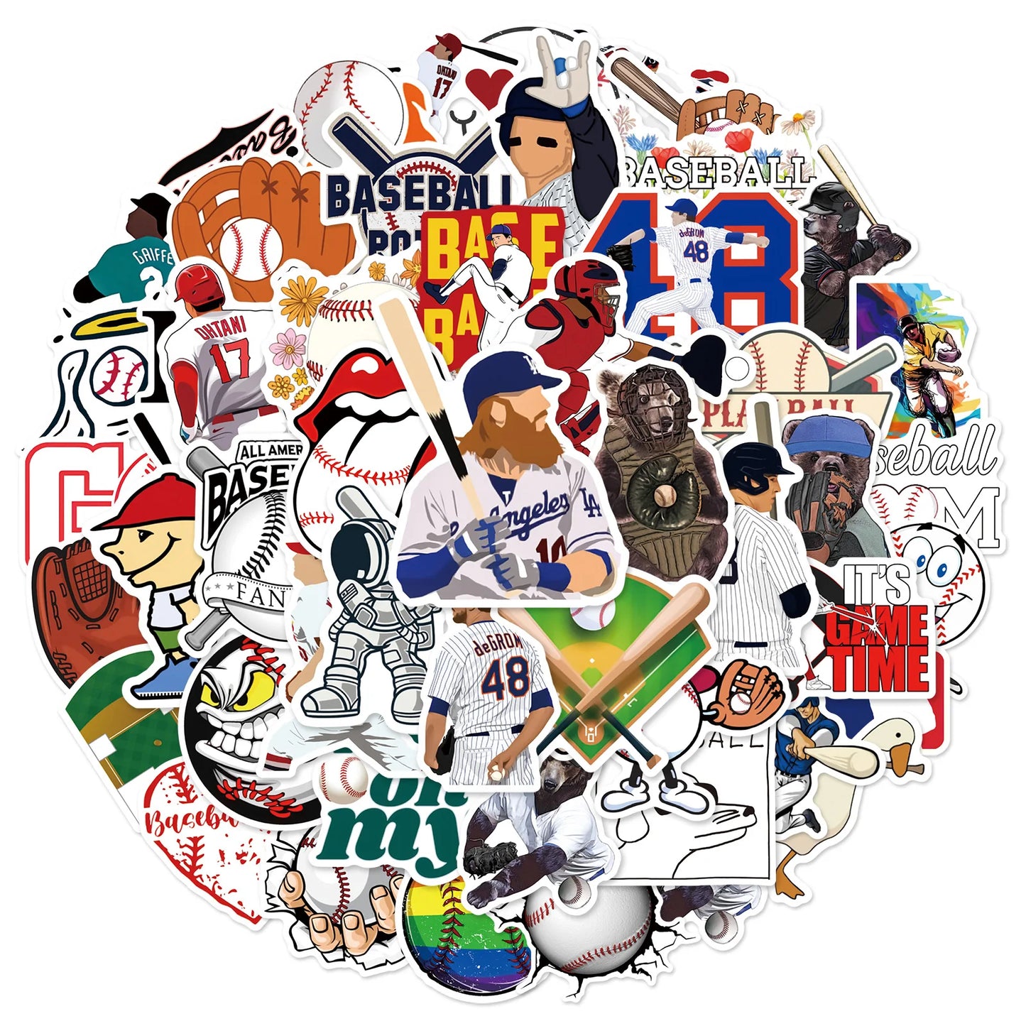 Graffiti Baseball Stickers Decals for Water Bottle Laptop Phone Suitcase Helmet