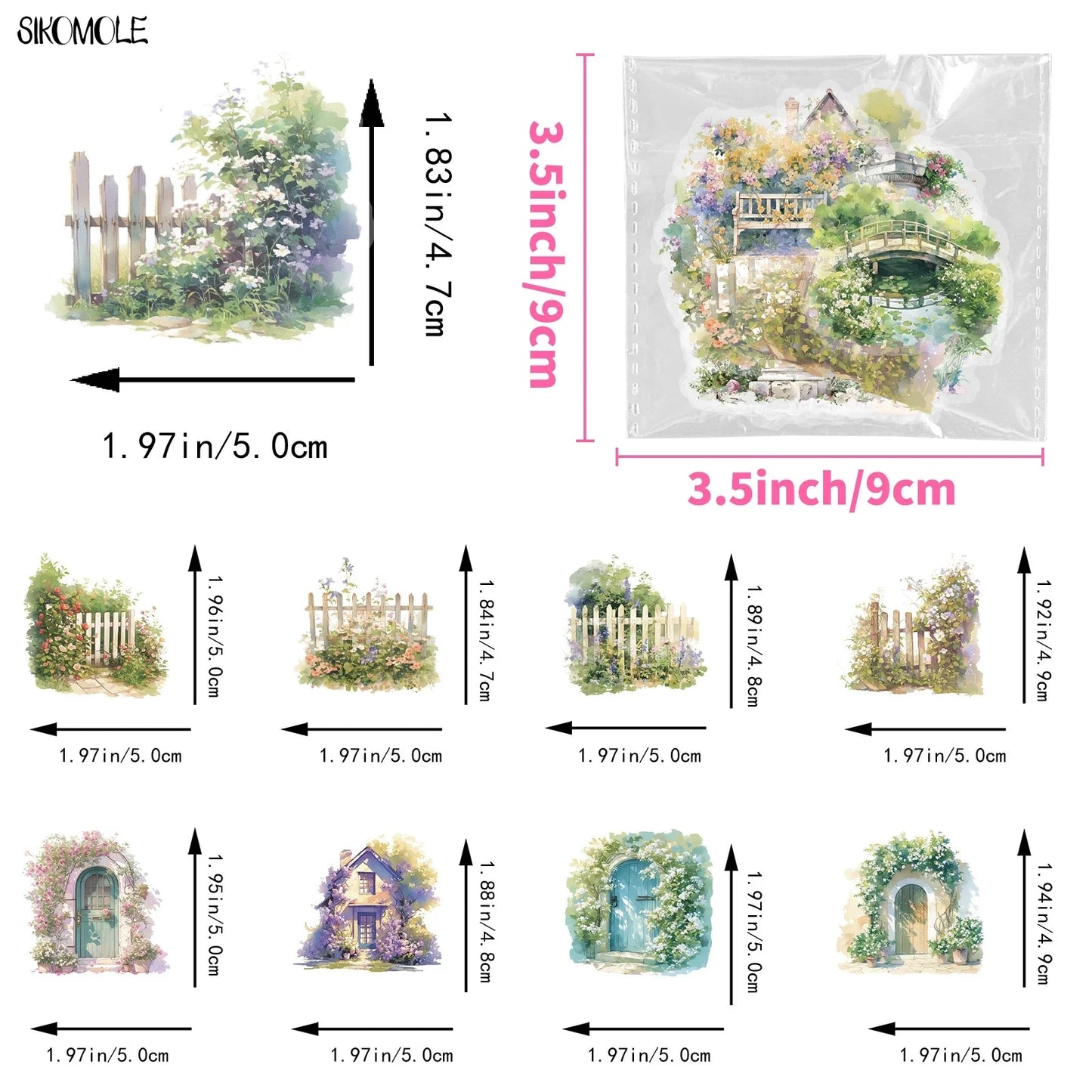 50PCS Retro Flower Transparent Stickers for DIY, Laptops, Skateboards, Decals