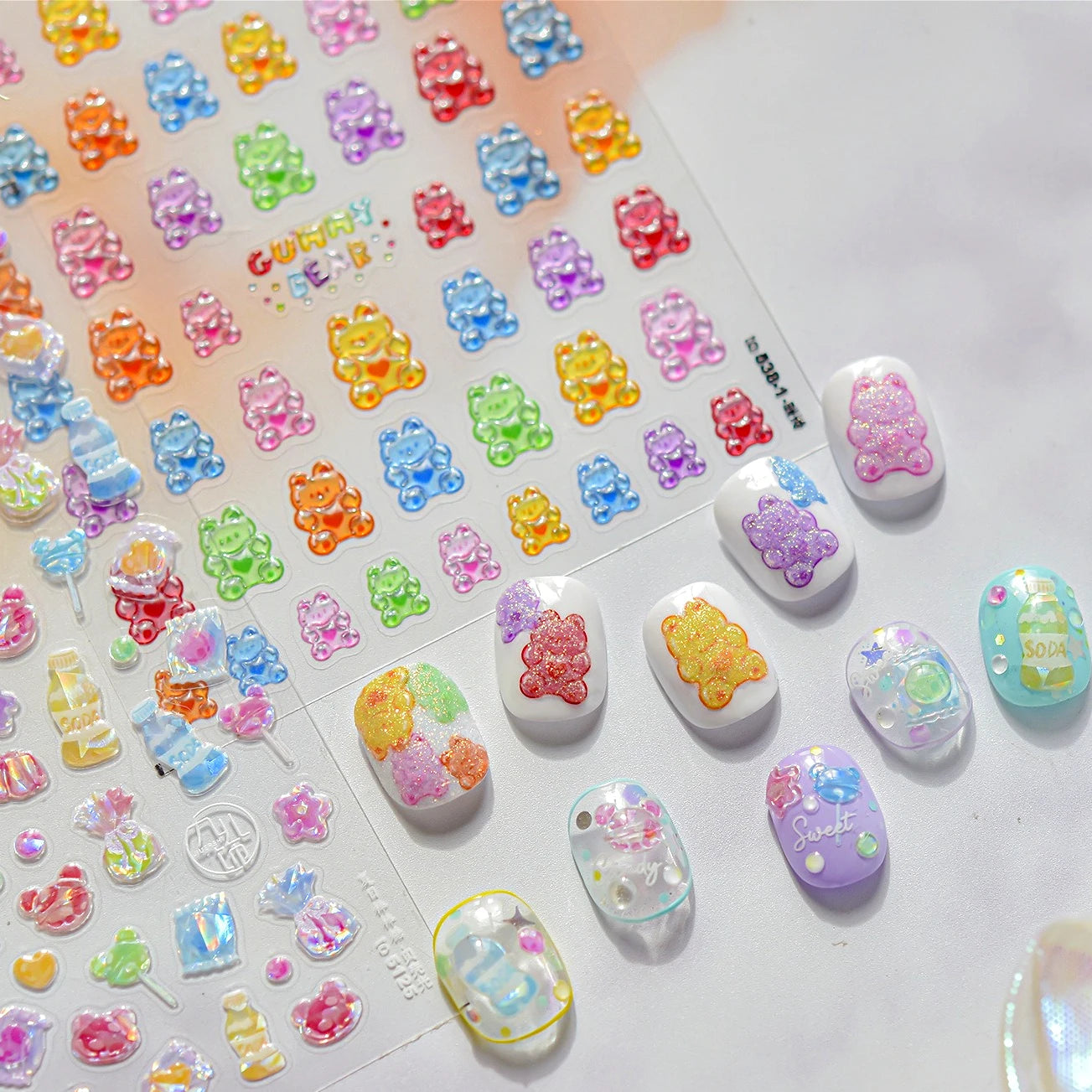 Jelly Bunny Gummy Bear Nail Art Stickers