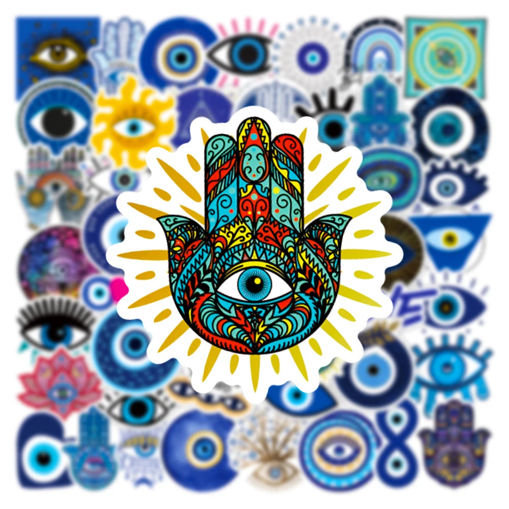 10/30/50pcs Cool Turkish Evil Eye Cartoon Stickers Skateboard Laptop Motorcycle Luggage Phone Car Graffiti Sticker Decal Kid Toy