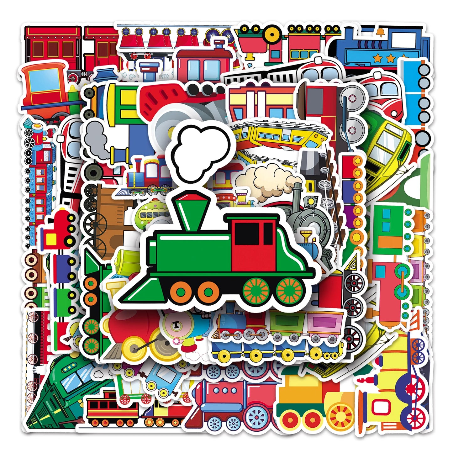50Pcs Train Cartoon Waterproof Vinyl Stickers for Skateboard Snowboard