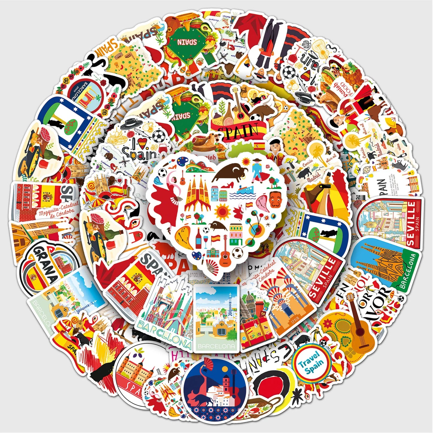 50Pcs Cartoon Waterproof Vinyl Stickers for Skateboard Snowboard Retro Decals