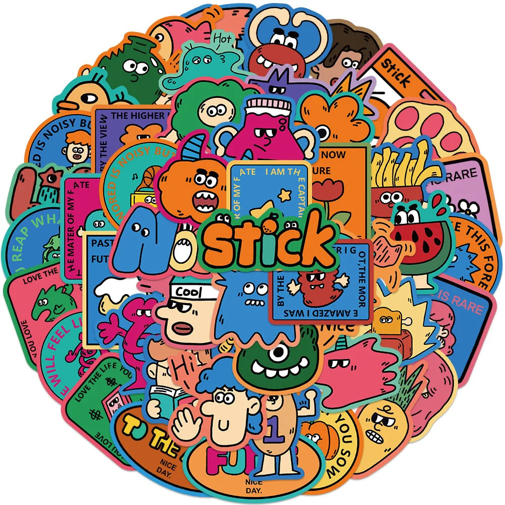 Cute Monster Stickers 10/30/50pcs Waterproof Cartoon Decals for Kids DIY Phone Bike Laptop Guitar