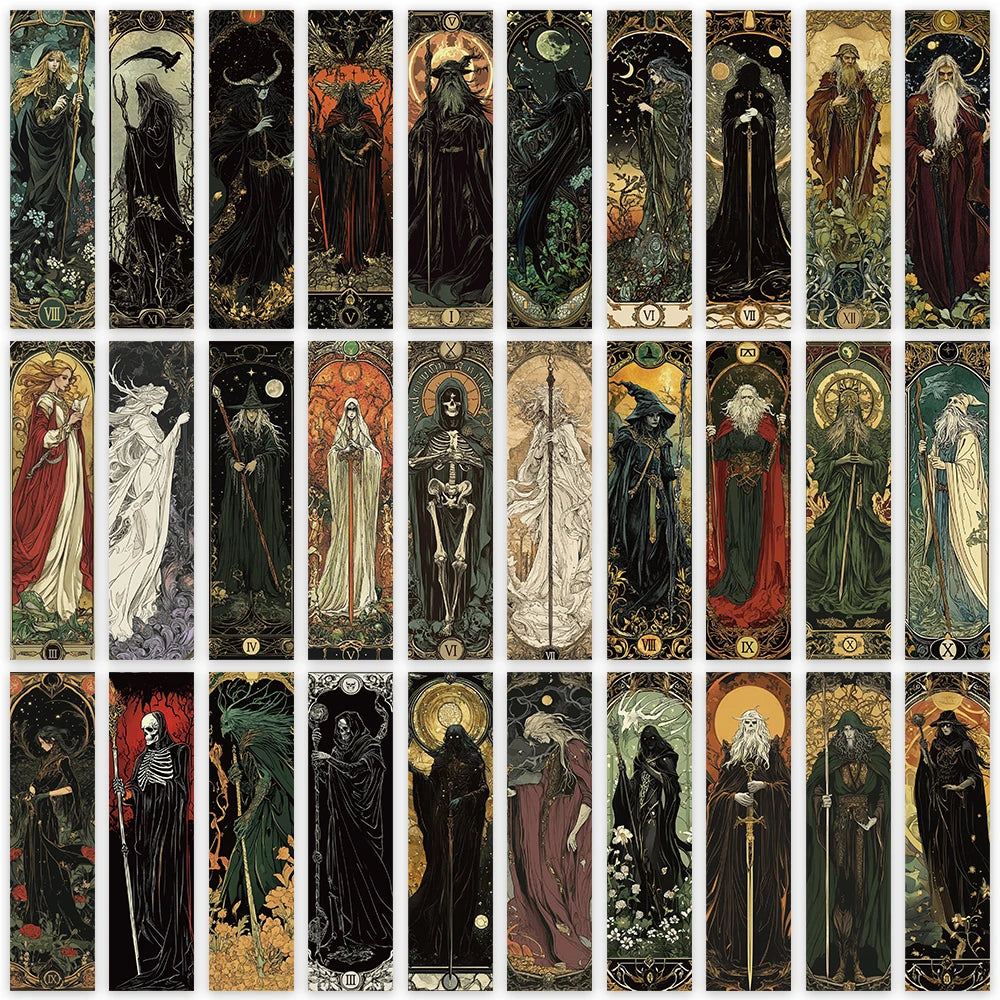 30pcs Aesthetic Darkness Magic Wizard Paper Bookmarks Library Office Page Markings DIY Students Reader Page Markers