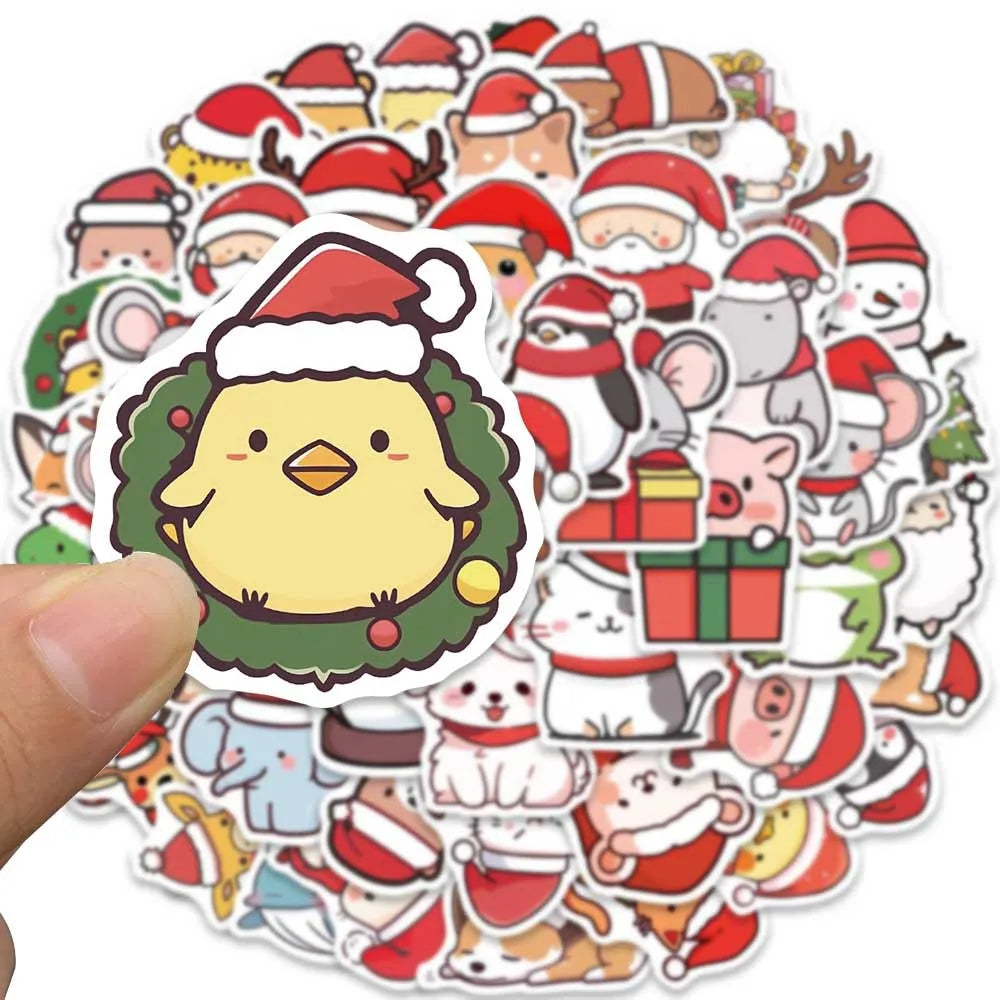 Christmas Animal Stickers 10/30/50PCS Cartoon Decoration DIY Notebook Laptop Phone Fridge Wall Decals