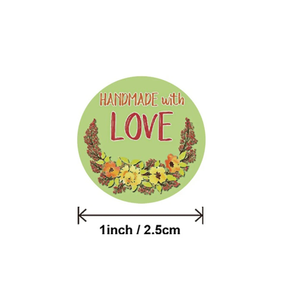 100-500pcs Handmade With Love Kraft Paper Stickers Round Adhesive Labels Baking Wedding Decoration Party Decoration Sticker