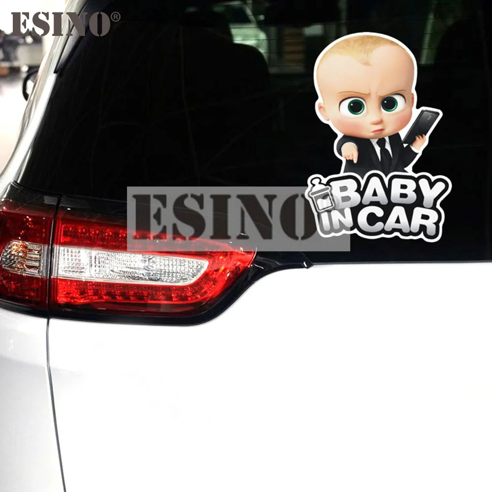 Baby in Car Cartoon Sticker - Funny Car Decal Accessory
