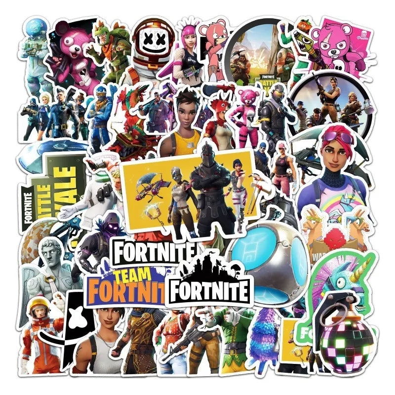 50pcs Fortnite Stickers for Laptop, Phone, Car, Scooter, Water Bottle, Suitcase, and More