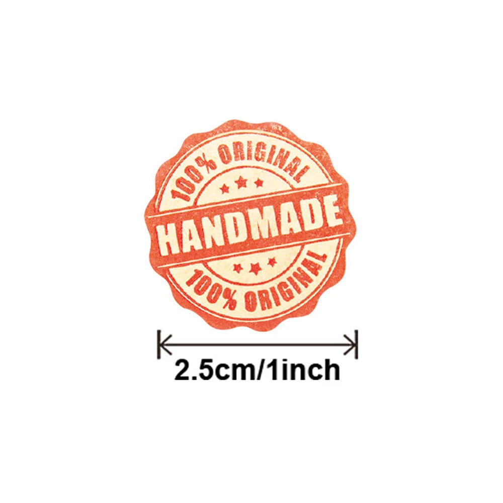 100-500pcs Handmade With Love Sticker For Cake Package Decoration Label Cute Kawaii Thank You Sticker Gift Sticker Red Paper