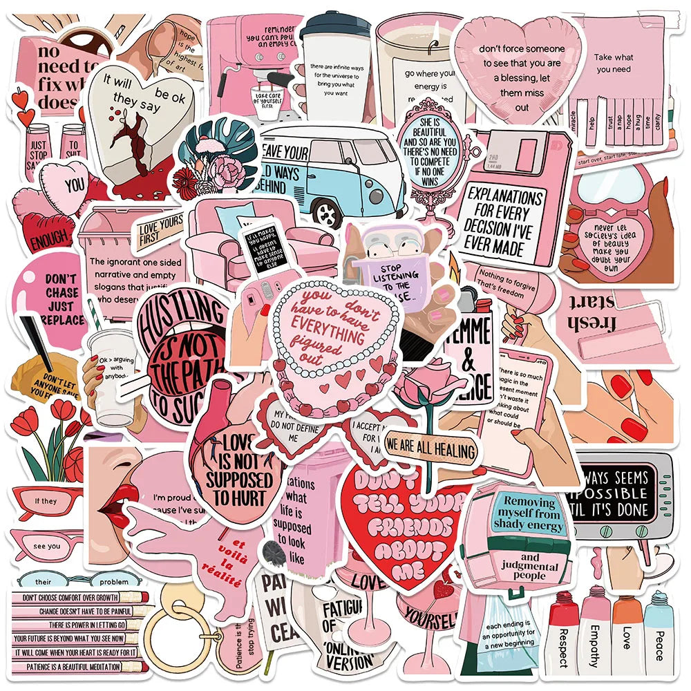 50PCS Self Motivation Vinyl Stickers for Fridge, Laptop, Motorcycle, Diary, Car, Gift