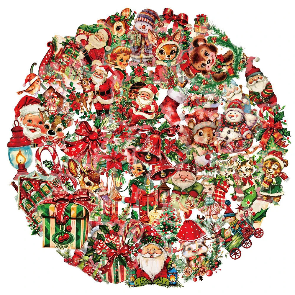 Retro Santa Claus Christmas Stickers - 10/30/50pcs for Laptop, Phone, Scrapbook, Suitcase, Wall, Kids Toys