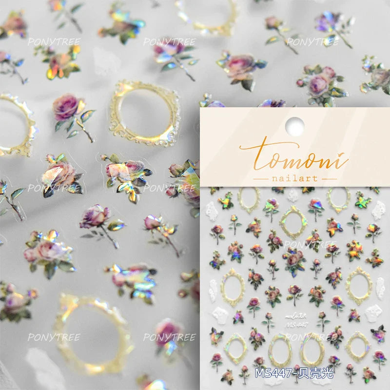 Gold Silver Rhinestone 5D Nail Art Stickers Decals