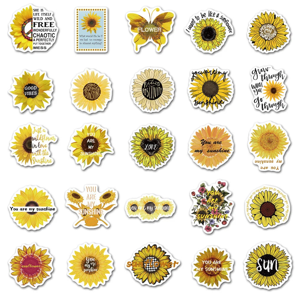 10/50Pcs You Are My Sunshine Sunflower Cartoon Graffiti Stickers Laptop Luggage Scrapbook Diary Phone Guitar Sticker Kid Toy