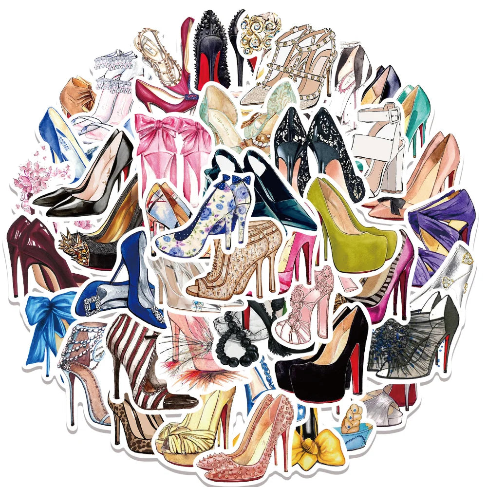 10/50Pcs Fashion Princess High Heels Graffiti Stickers Cartoon Decals Laptop Phone Diary Notebook Decoration Sticker for Girl