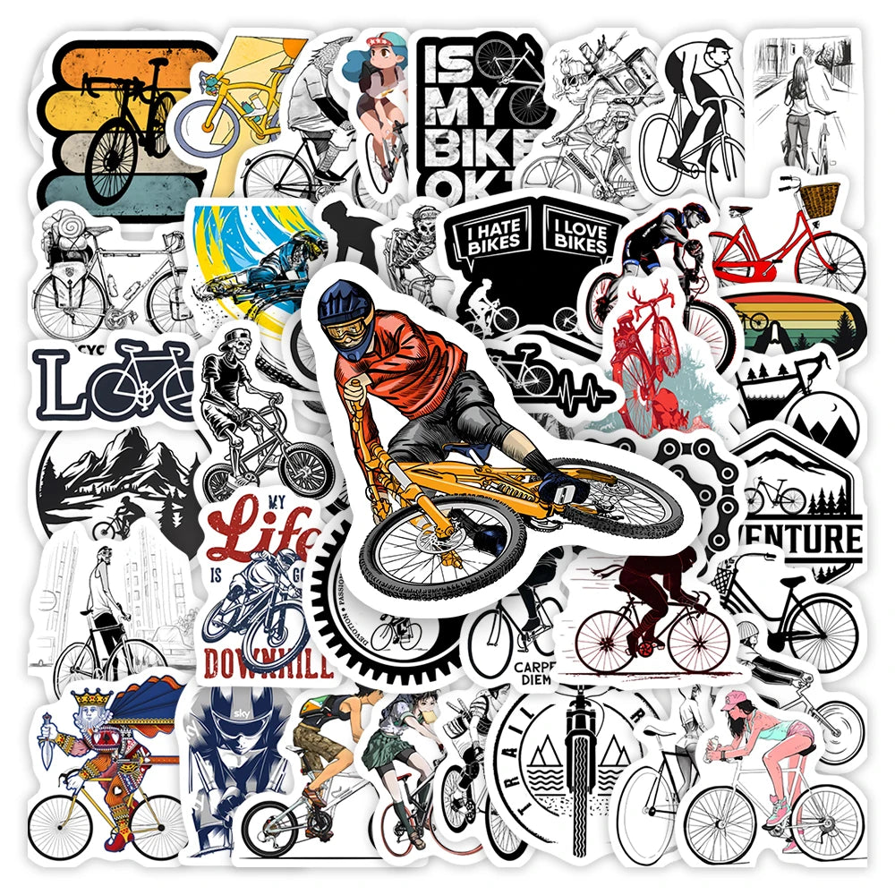 MTB Mountain Bike Stickers Bicycle DIY Kids Gift Toys Decoration Decal for Laptop Phone Bottle Scrapbook Journal Waterproof