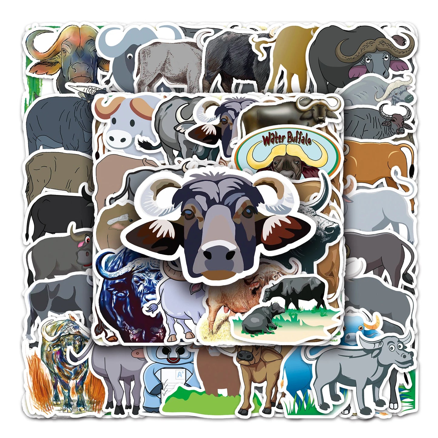 50Pcs Buffalo Cartoon Waterproof Vinyl Stickers for Skateboard Snowboard