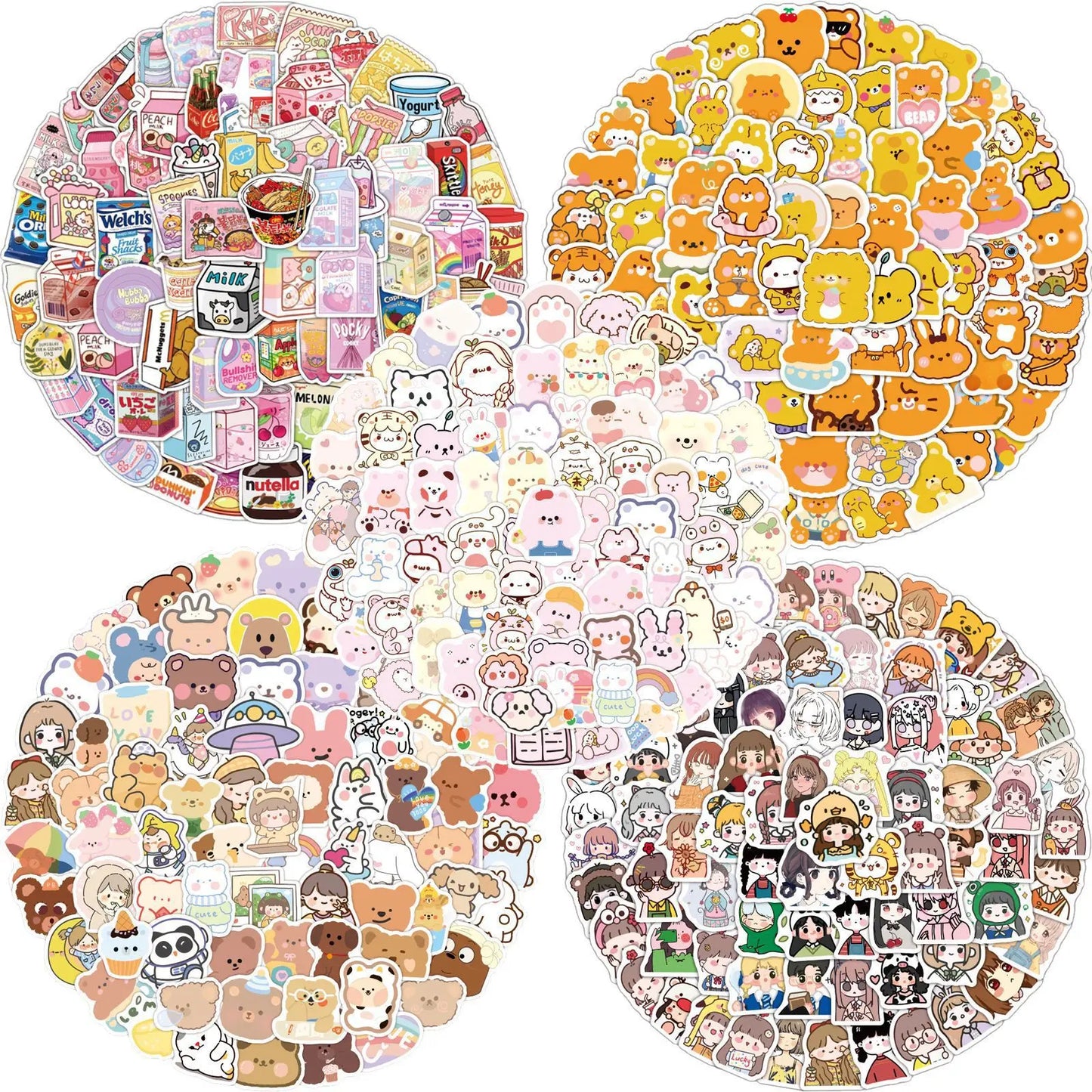 100pcs Kawaii Bear Cartoon Sticker Pack - Waterproof for Laptop, Phone, Car, DIY
