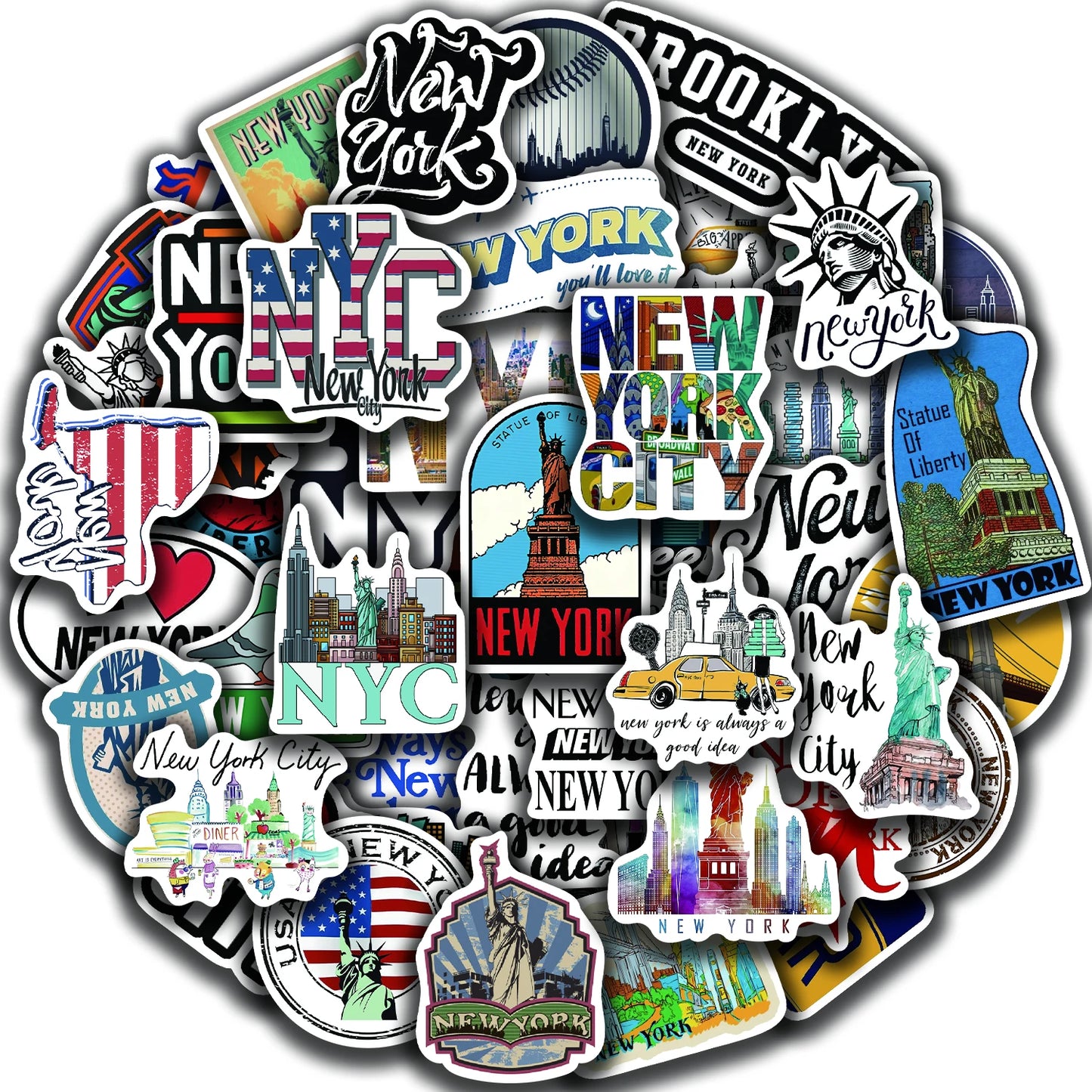 50Pcs New York Stickers Waterproof Decals for Kids