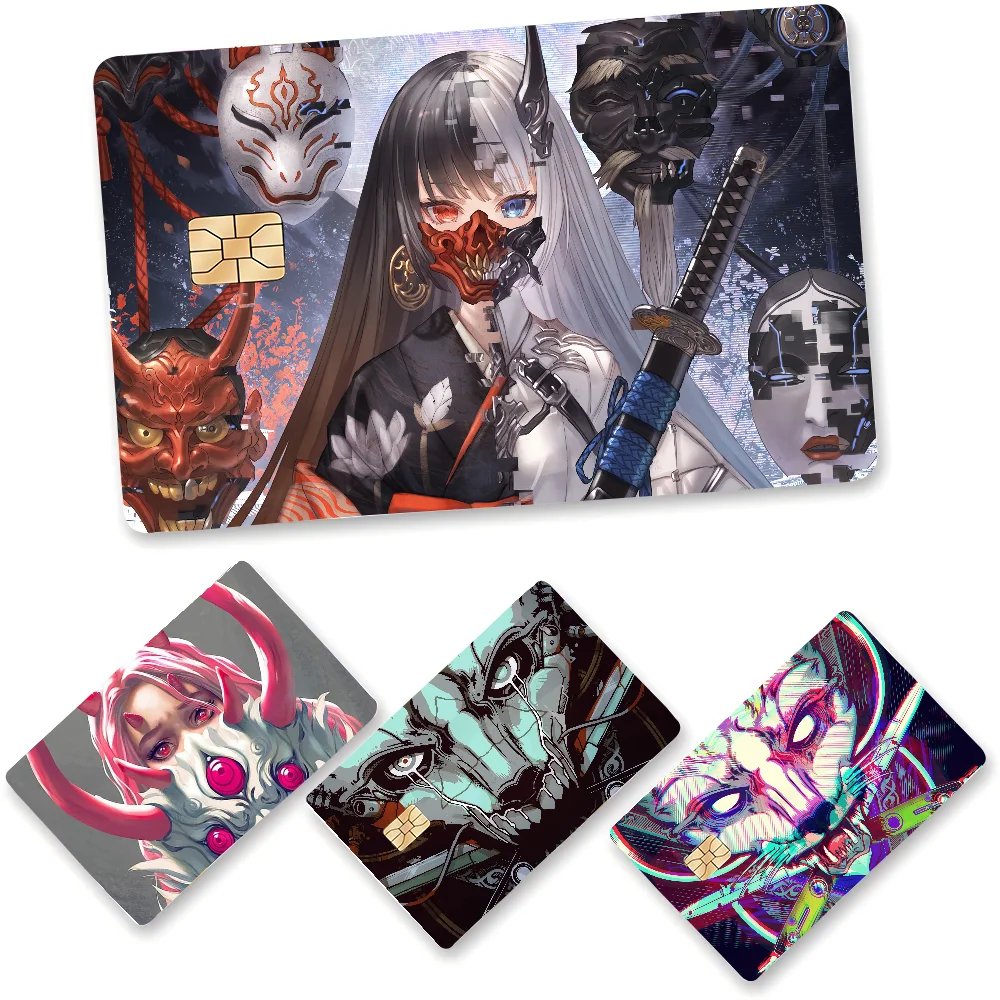 Samurai Oni Mask Card Sticker - Waterproof DIY Skin