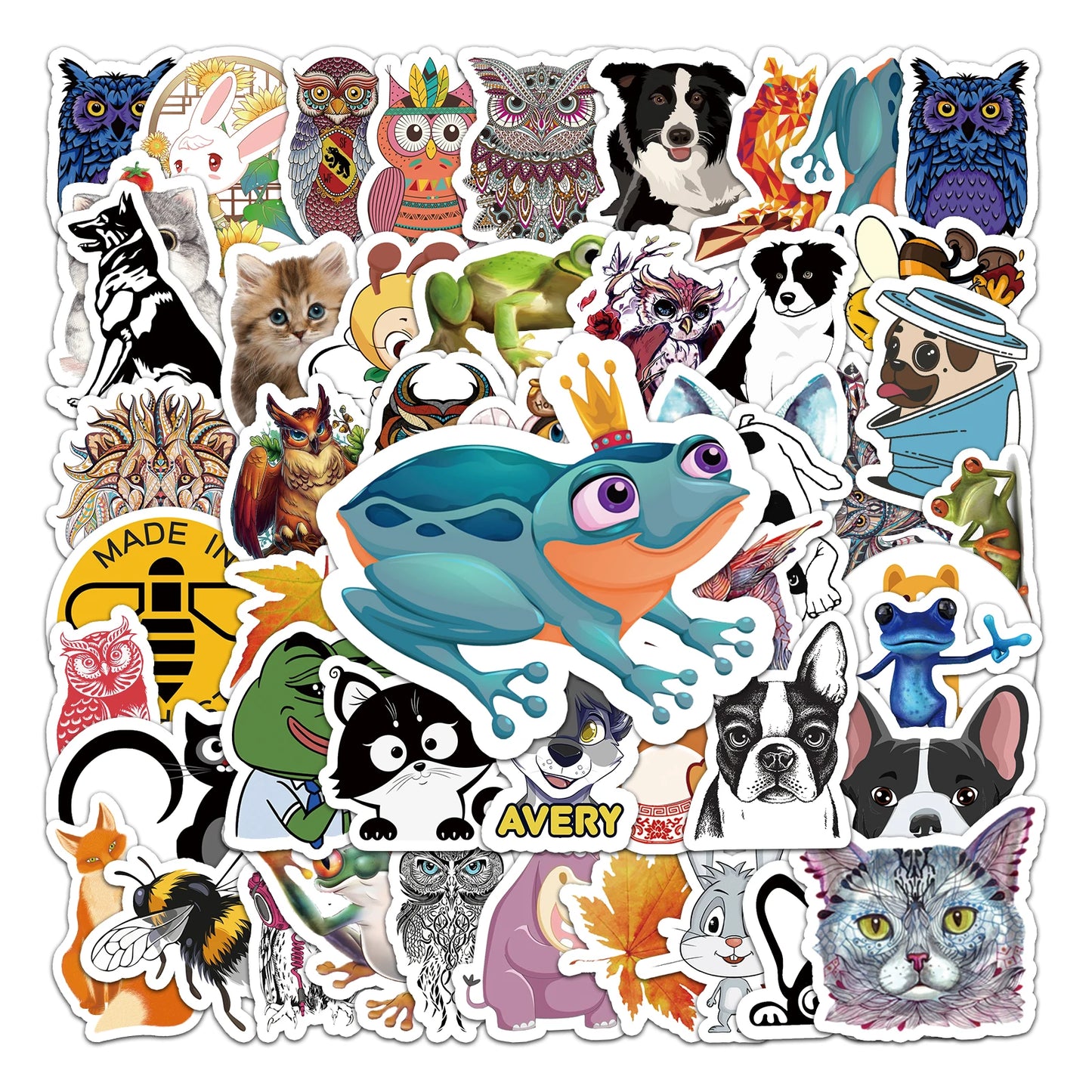 50Pcs Cute Animal Cartoon Waterproof Vinyl Stickers for Skateboard Snowboard