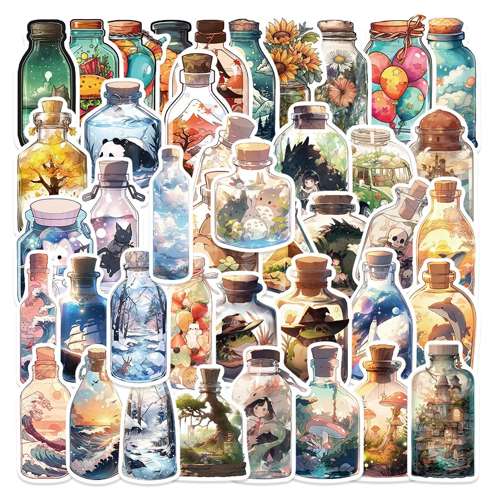 50pcs Anime Cartoon Stickers for Bottles, Party Gifts, Skateboards, Laptops, Suitcases, Scrapbooking