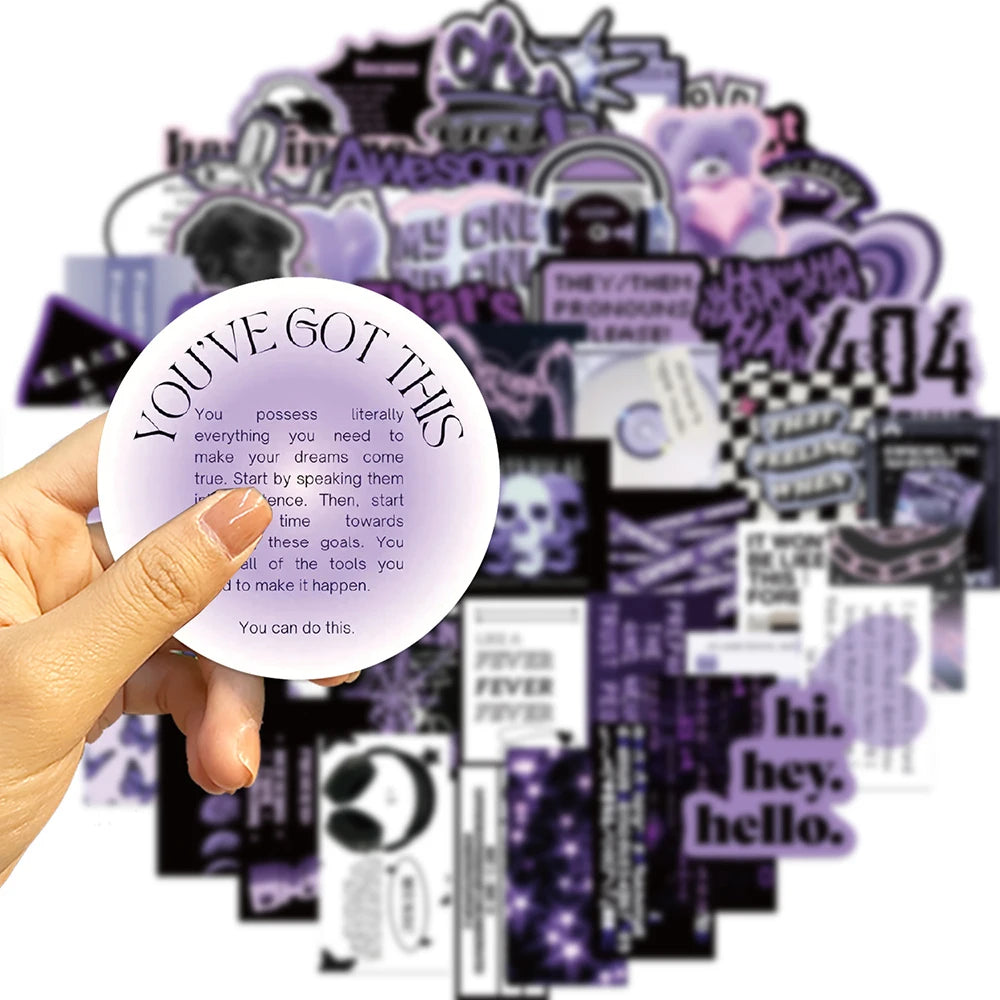 10/30/60PCS Ins Style Black Purple Stickers Aesthetic Cartoon Graffiti Toys DIY Fridge Skateboard Helmet Phone Wall Decals Toys