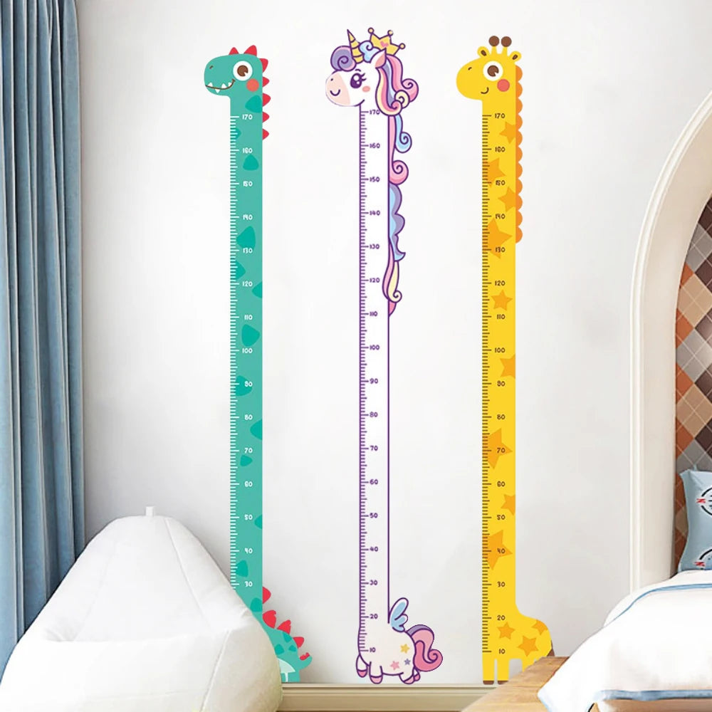 Cartoon Unicorn Dinosaur Giraffe Height Ruler Wall Stickers Kids Room Decor