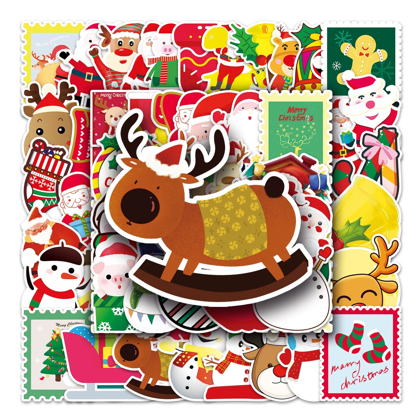 50Pcs Christmas Cartoon Waterproof Vinyl Stickers for Skateboard Snowboard