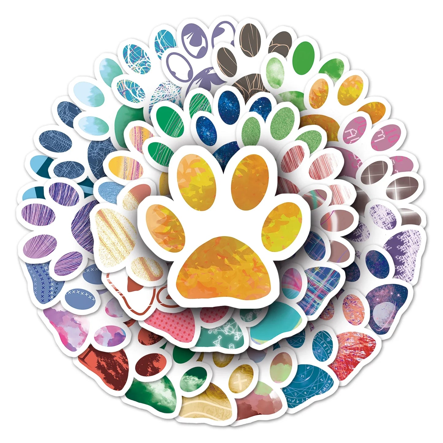 50Pcs Dog Paw Print Cartoon Waterproof Vinyl Stickers for Skateboard Snowboard