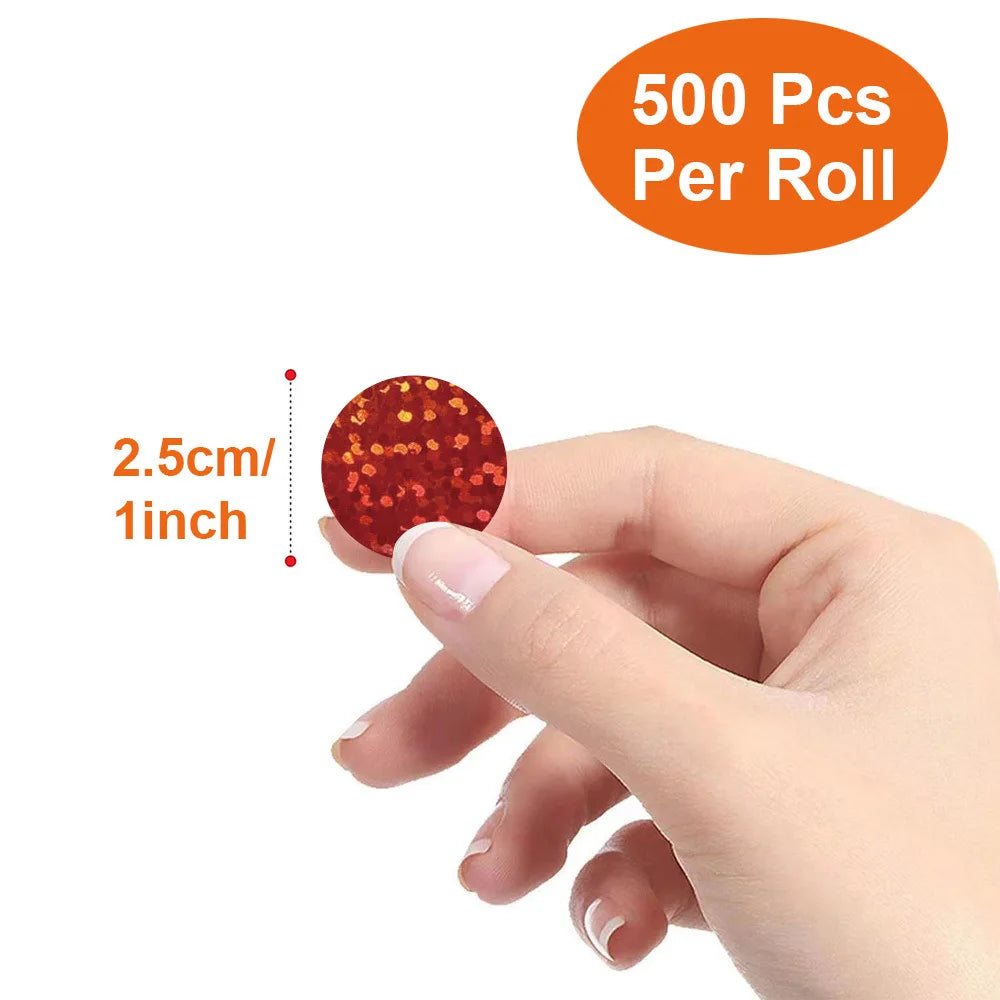 100-500pcs Holographic Color Round Stickers Wedding Gift Seal Labels Decor Stickers Kids Reward Foil Star Stationery Stickers