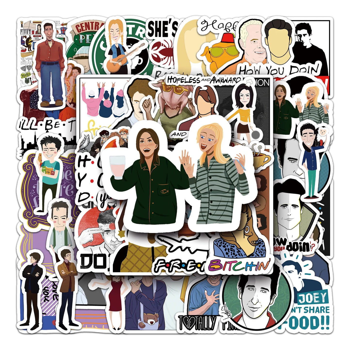 50Pcs Cartoon Waterproof Vinyl Stickers for Skateboard Snowboard