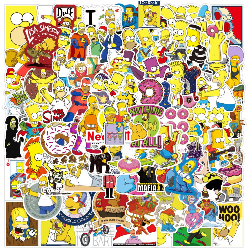 10/30/50/100pcs Funny Cartoon Simpsons Anime Stickers Decoration Laptop Suitcase Phone Car Cool Waterproof Sticker for Kids Toys