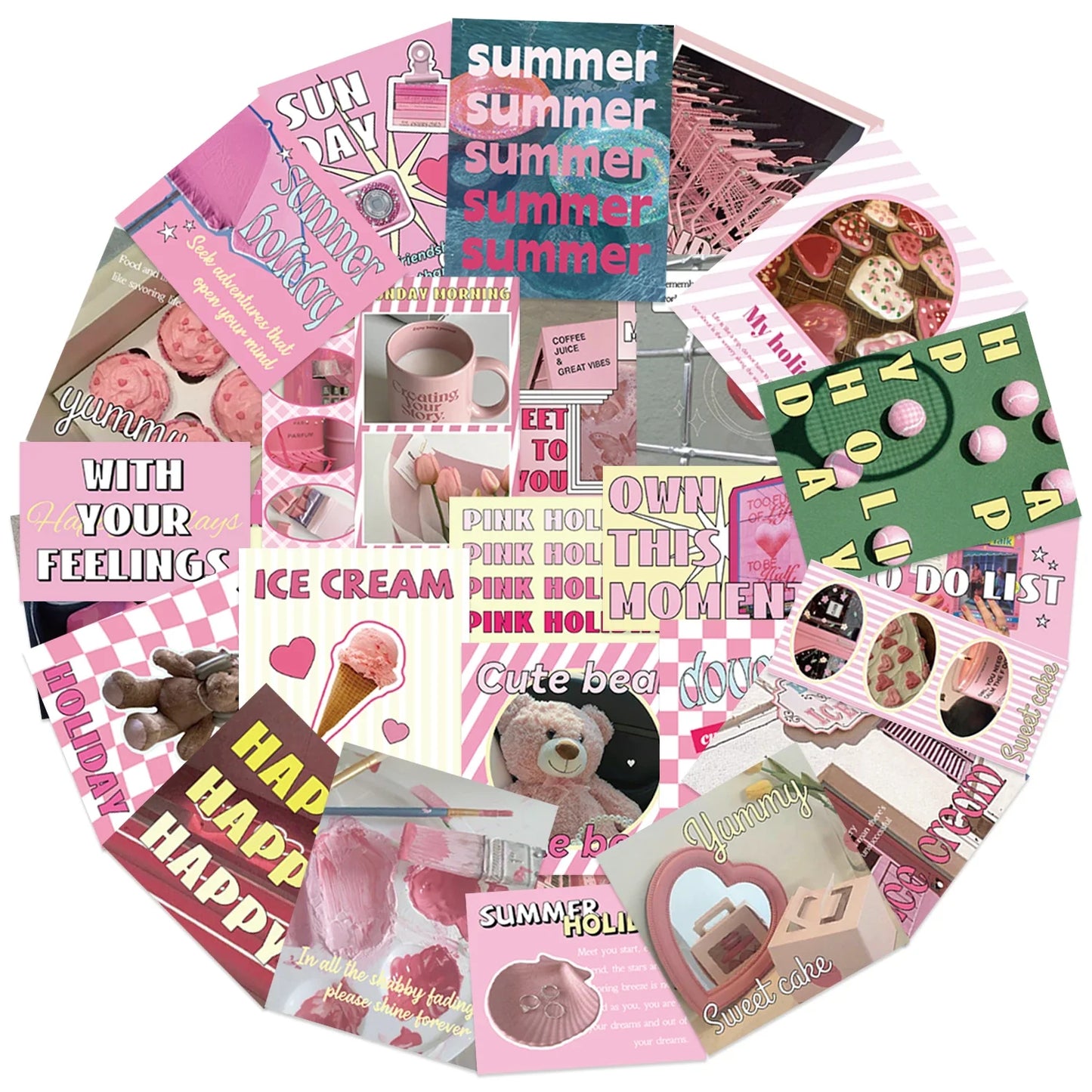 30 Pink Aesthetic Stickers for Scrapbooking & Laptops