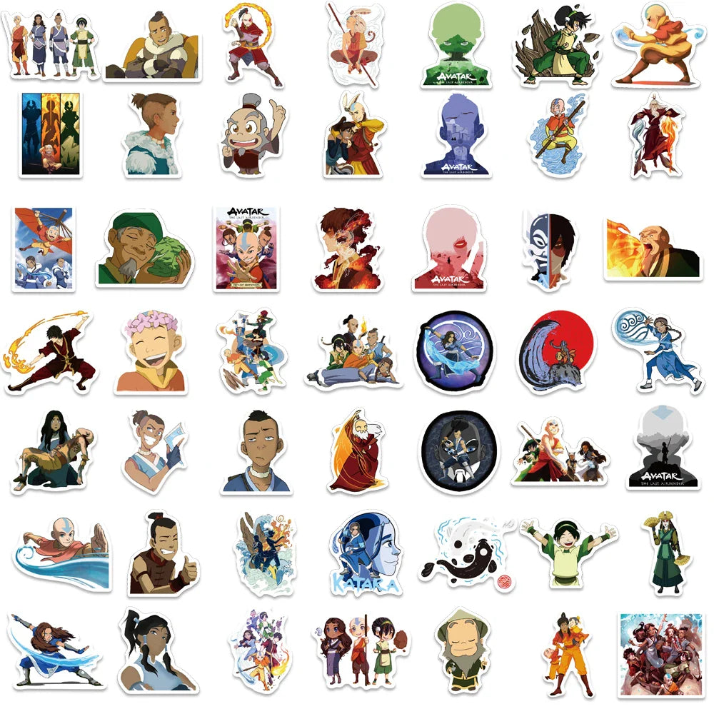 Avatar The Last Airbender Stickers - Waterproof Anime Cartoon for Luggage, Laptop, Skateboard, Kids Toy (50/100PCS)