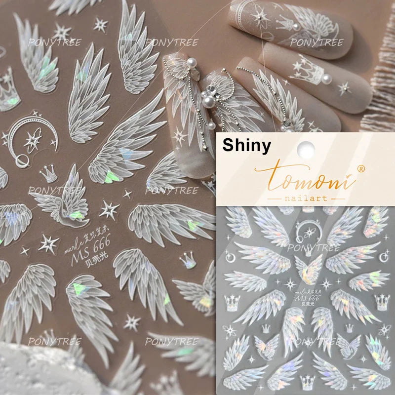 Angel Wing Heart Nail Art Stickers Decals