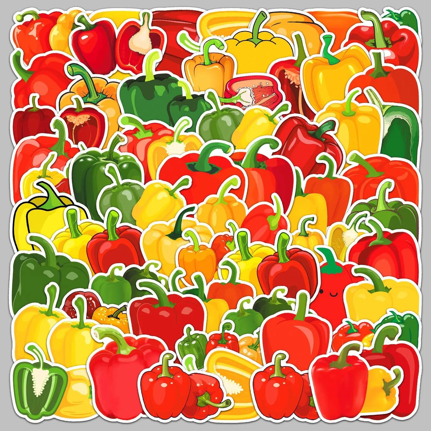 50pcs Cute Bell Pepper Graffiti Stickers for Helmet, Wall, DIY Decoration