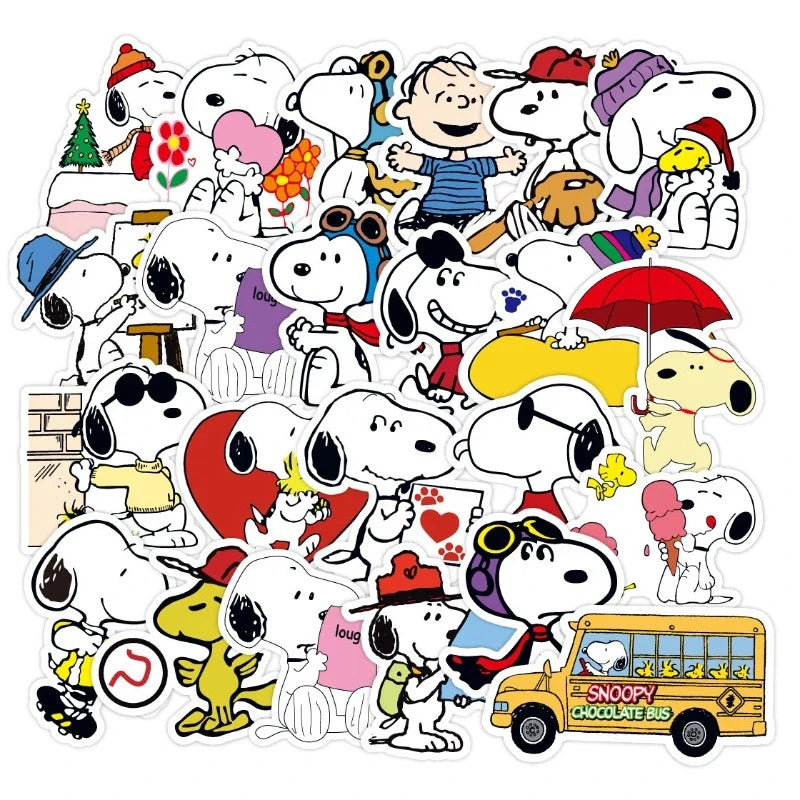 50pcs Snoopy Cartoon Stickers for Luggage, Stationery, Water Cup, Phone, Laptop, Scooter, Fridge