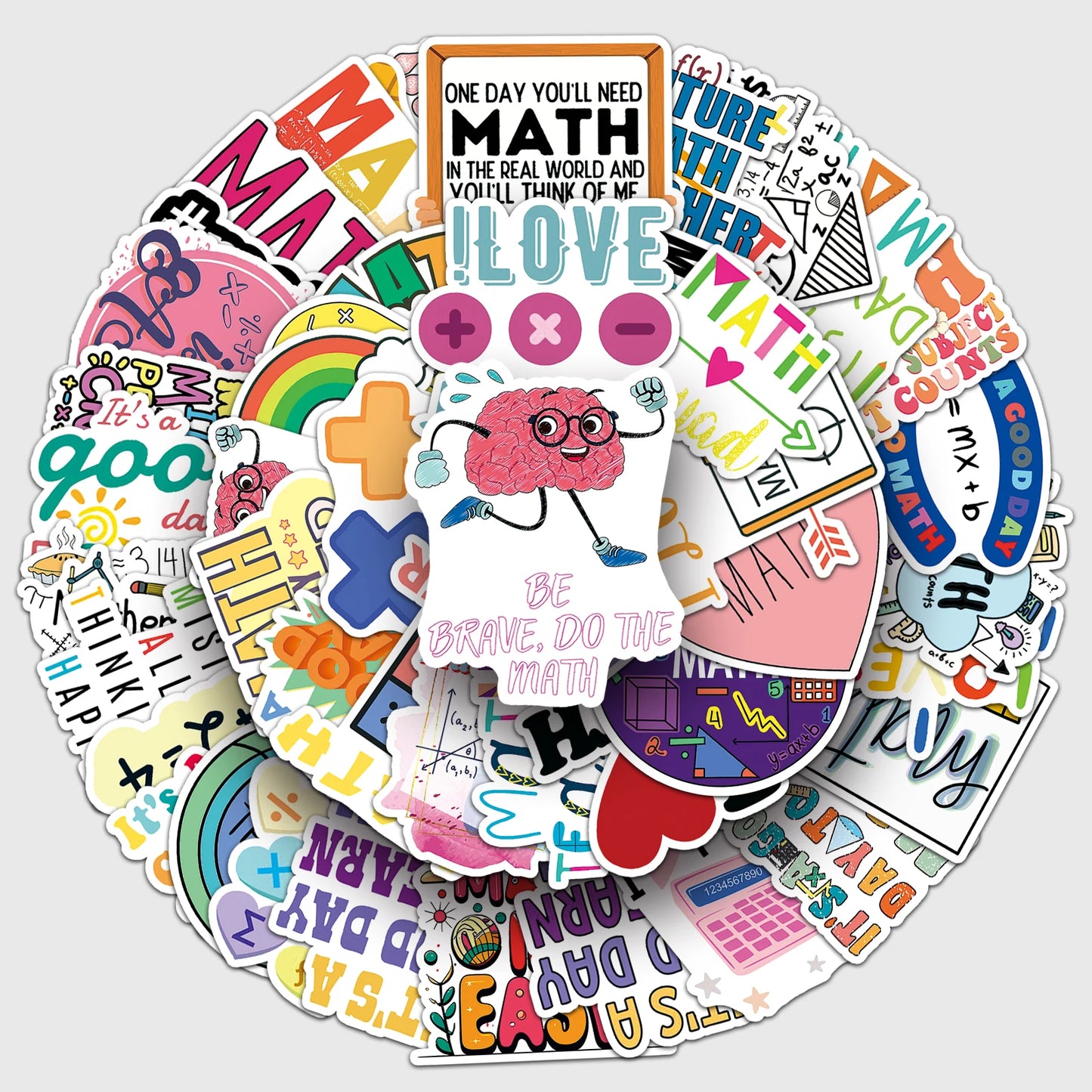 50Pcs Math Cartoon Waterproof Vinyl Stickers for Skateboard Snowboard