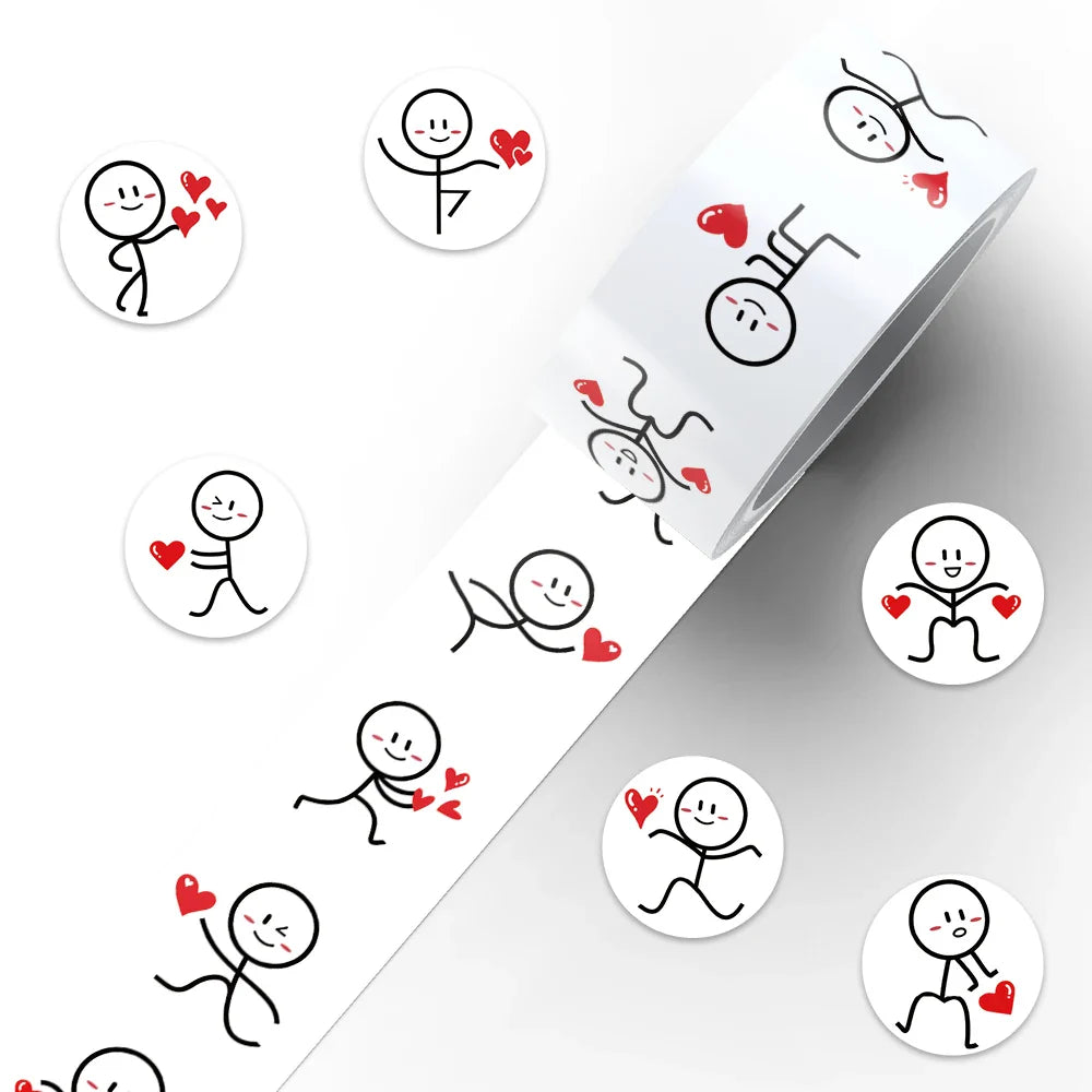 500pcs/roll Funny Cute Cartoon Line Figure Stickers For Laptop Luggage Guitar Phone Waterproof Vinyl Decals (10 Patterns)
