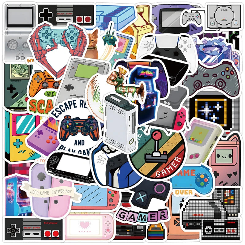 Vintage Video Game Stickers Pack for Laptop, Guitar, Phone, Water Bottle
