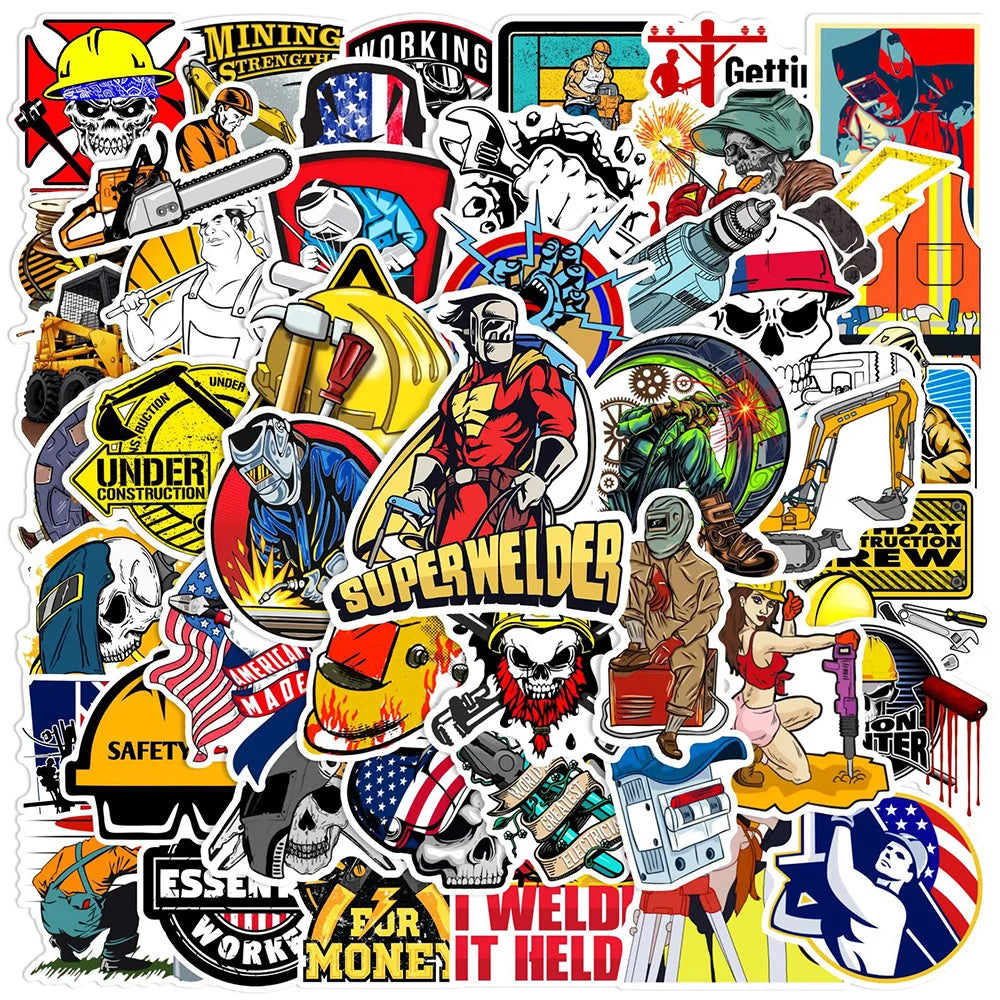 Welding Worker Stickers: Laptop, Luggage, Skateboard Decals (10/30/50PCS)