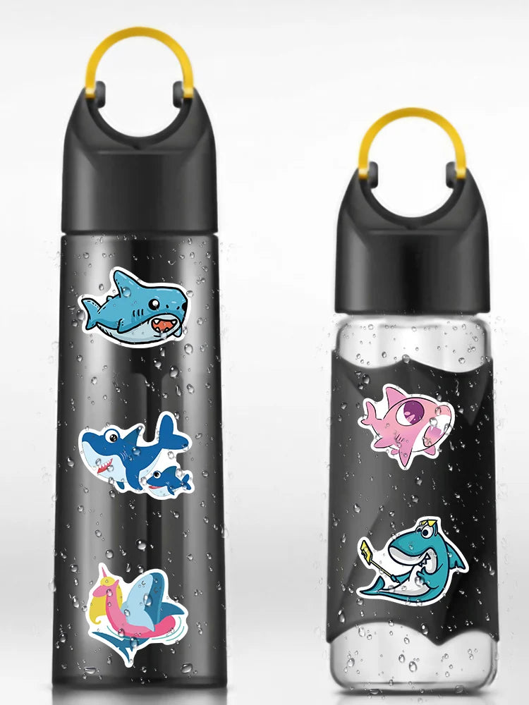 50/100pcs Cute Cartoon Animals Sharks Stickers For Laptop Water Bottle Fridge Waterproof Graffiti Skateboard Car Decals