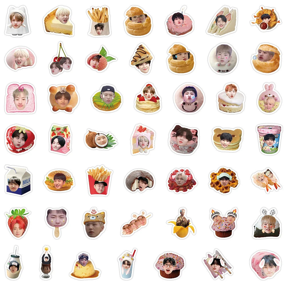 10/30/50/104PCS Korean Boys Group K-Pop Stars as Food Sticker Packs