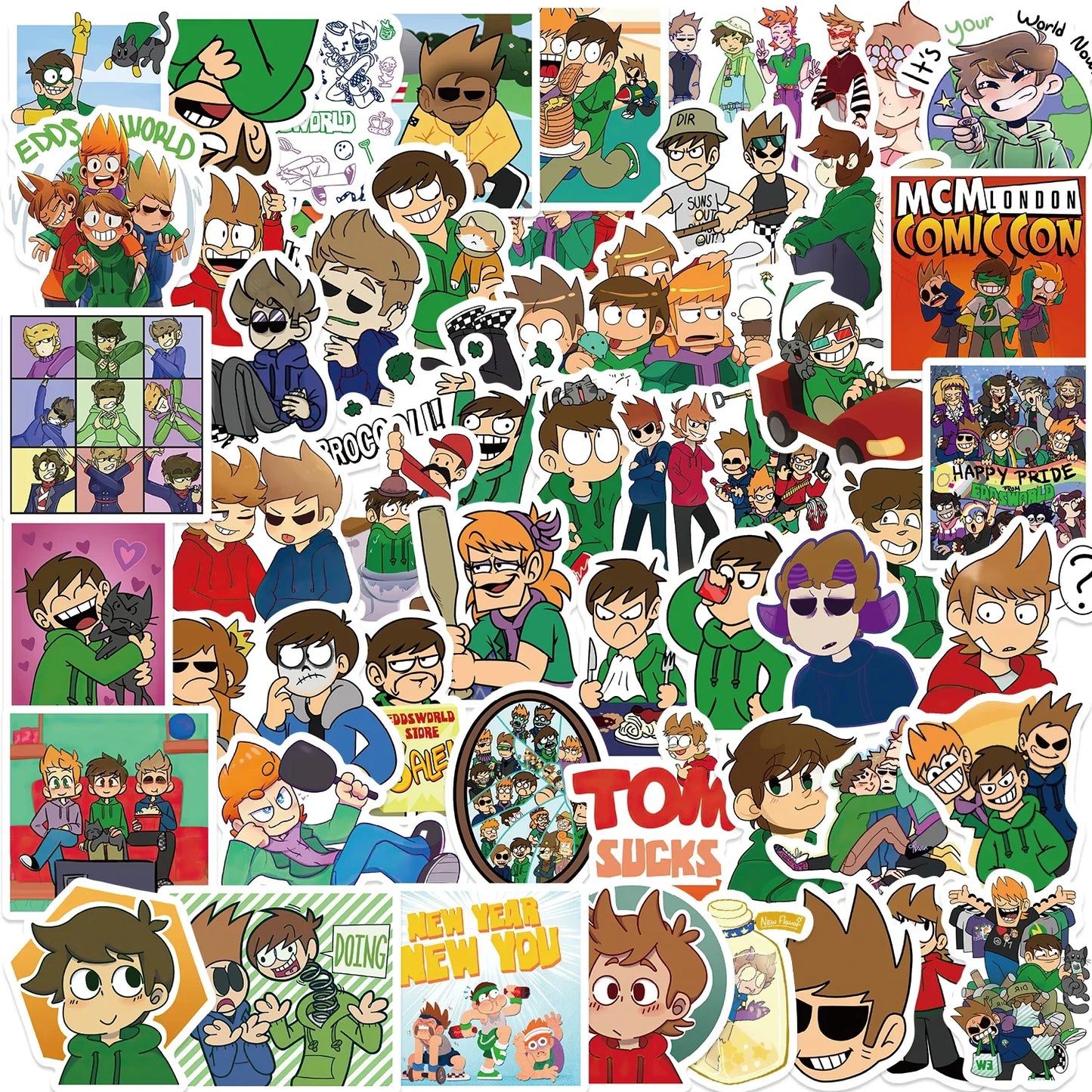 Eddsworld Cartoon Stickers 52pcs Vinyl Waterproof Decals