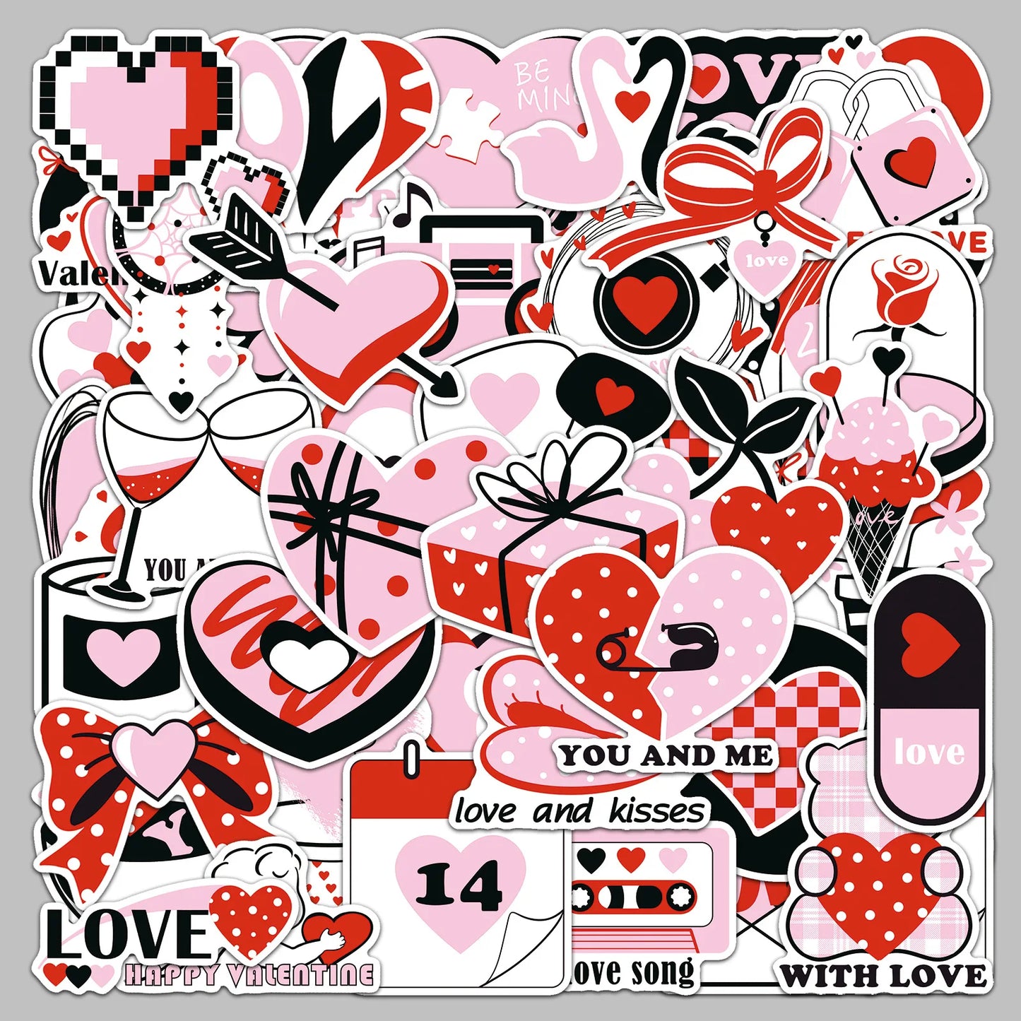 50pcs Cartoon Love Couple Graffiti Stickers for Helmet, Wall, DIY Decoration
