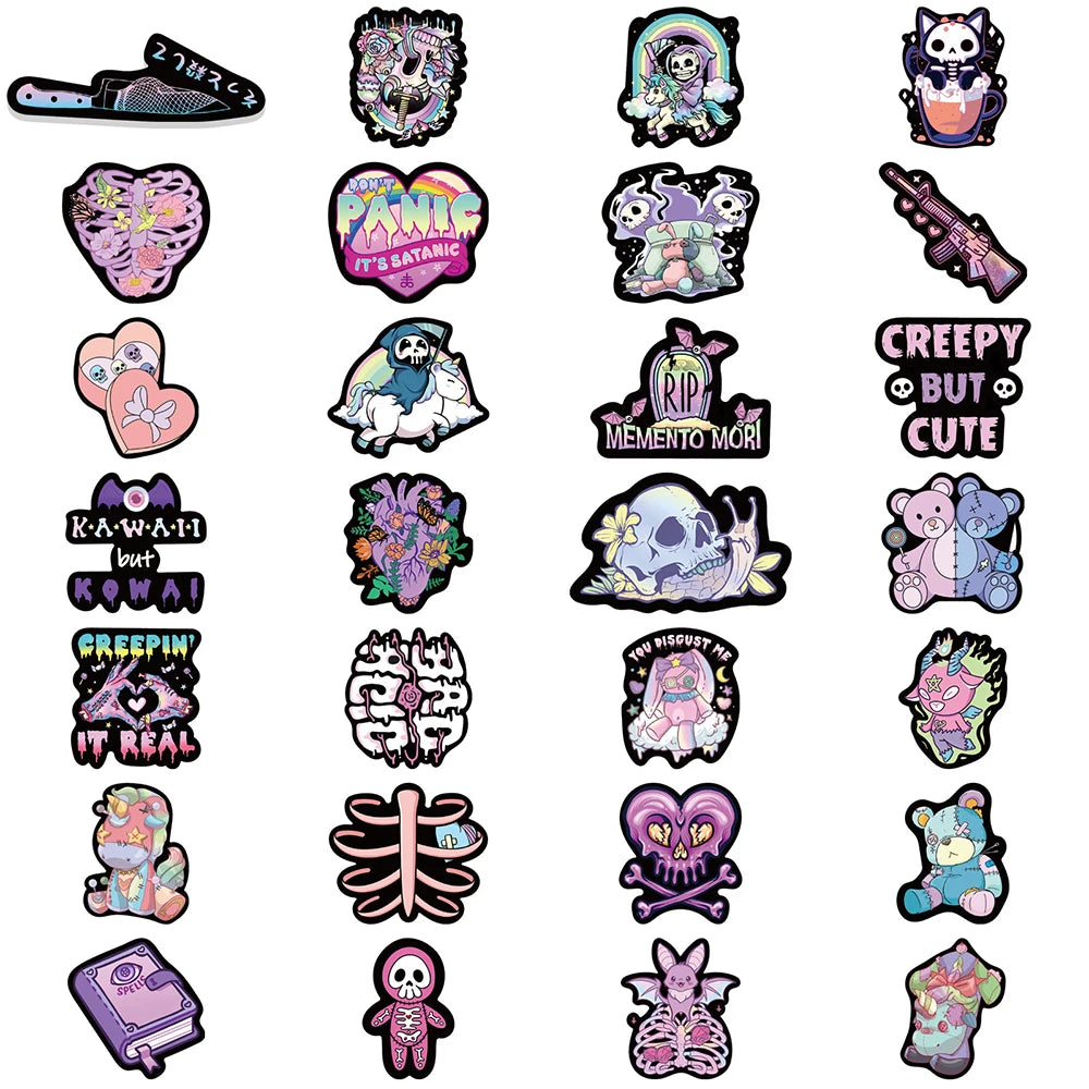 10/30/56PCS Cute Cartoon Halloween Gothic Horror Stickers Decals Skull Decals Decoration For Suitcase Notebook Laptop Fridge Car