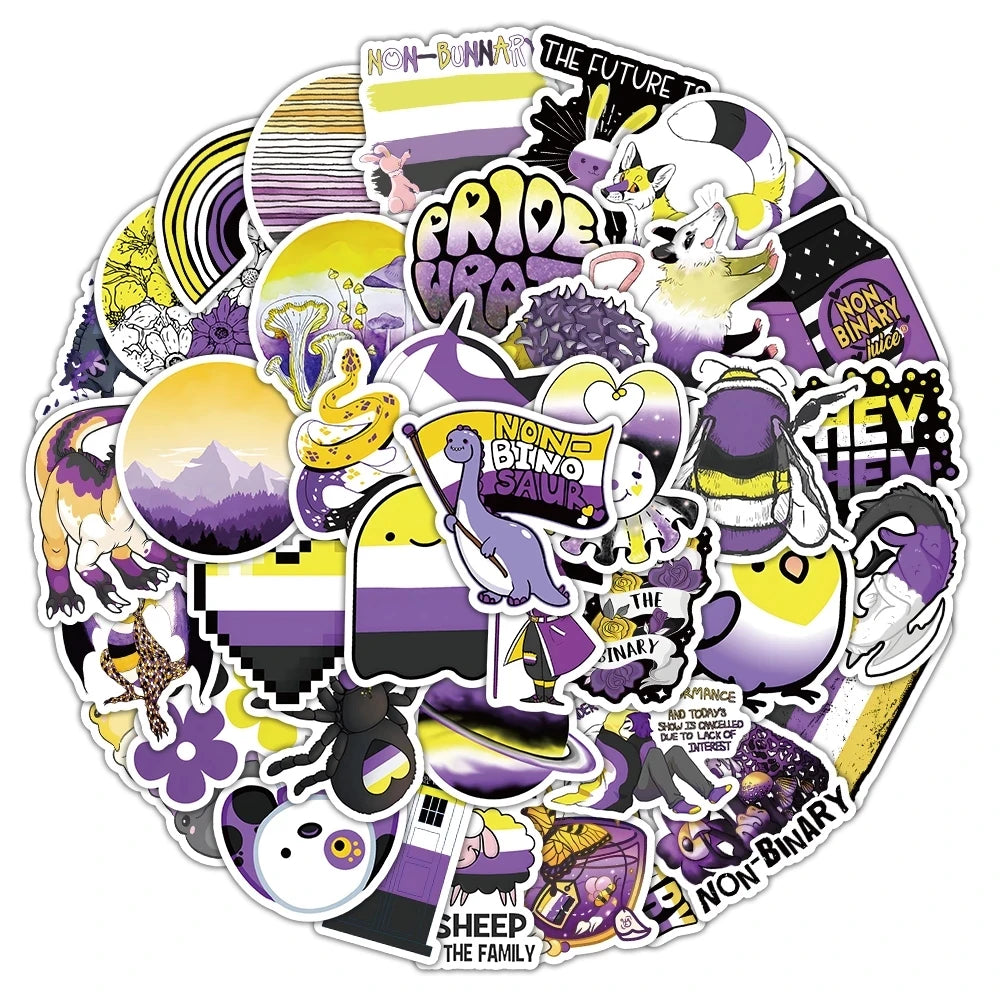 Nonbinary Pride Stickers Genderqueer Identity Decals 10/30/60pcs