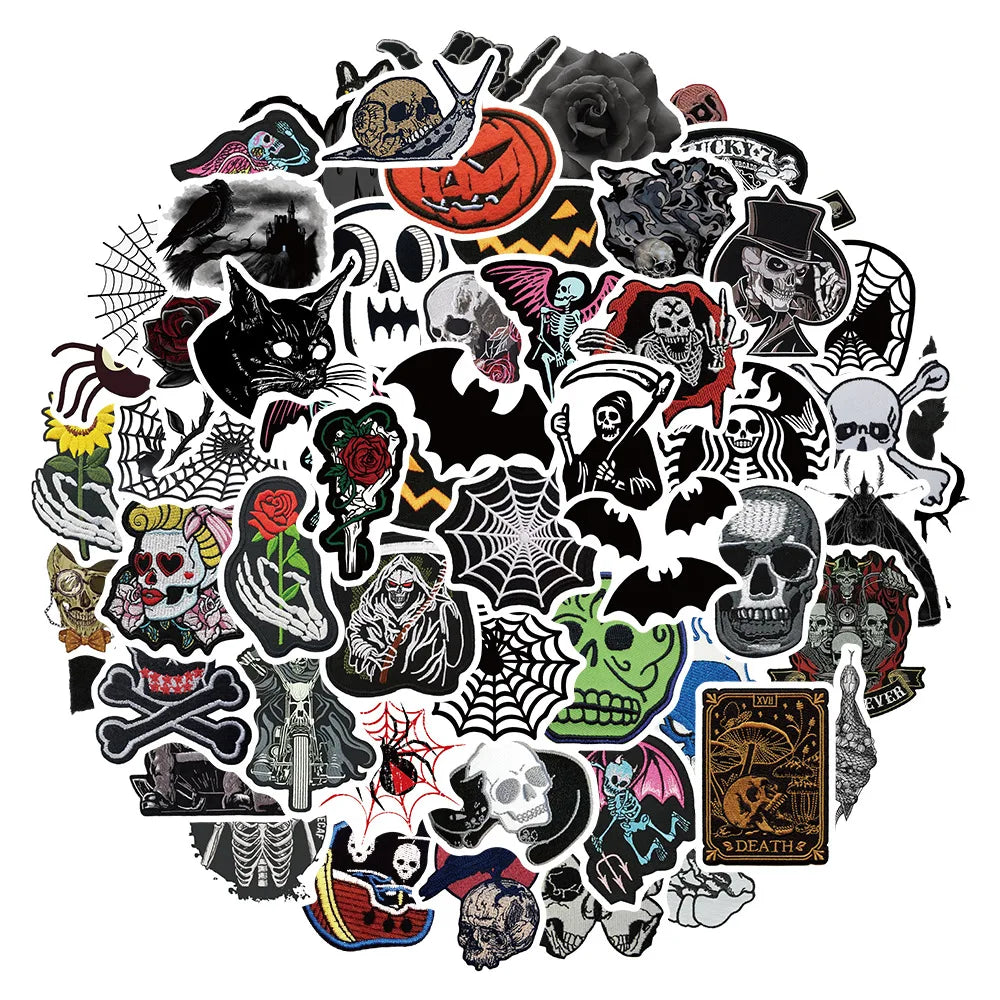 Gothic Skull Spider Web Stickers Waterproof Decals for Laptop Motorcycle Luggage Car