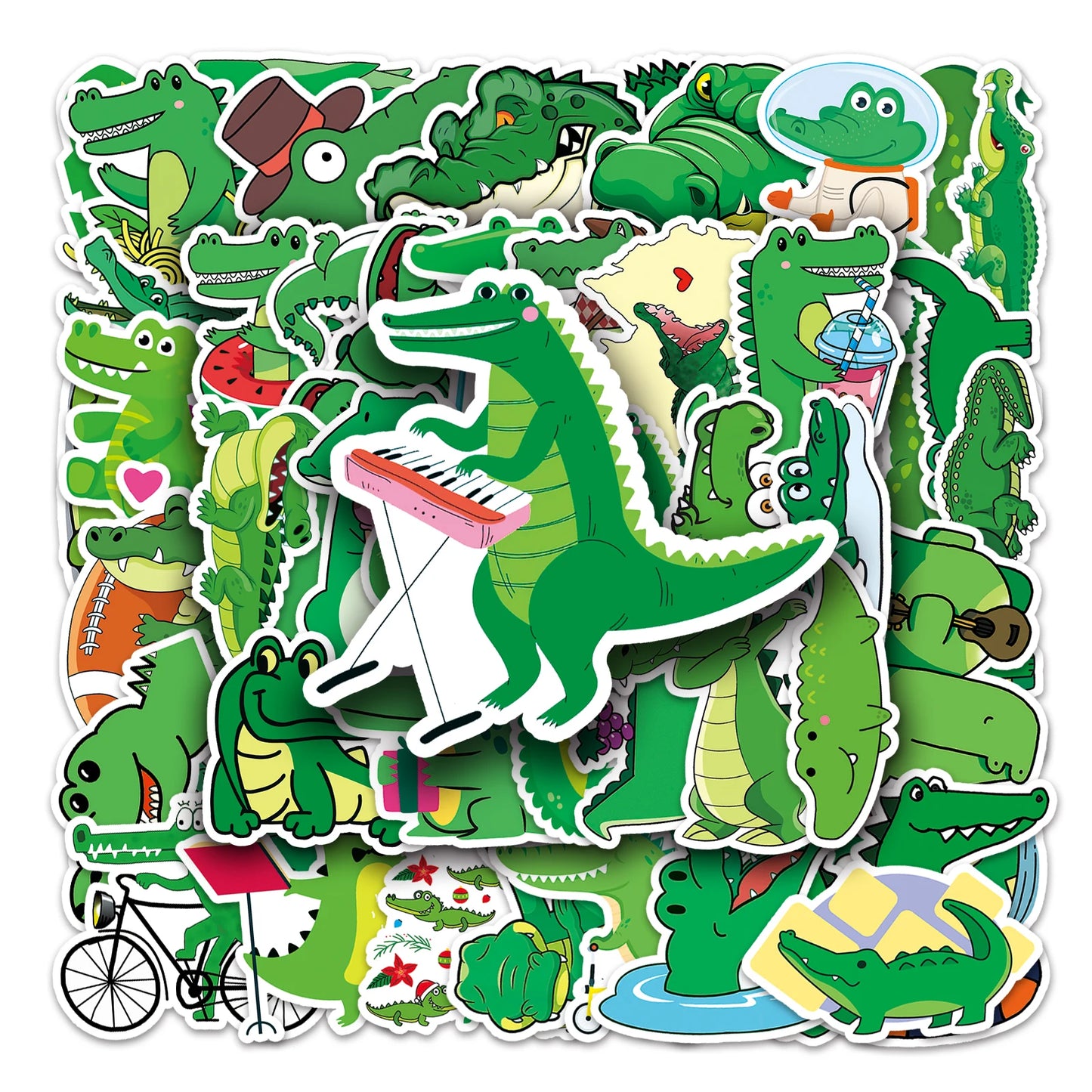 50Pcs Kids Crocodile Cartoon Waterproof Vinyl Stickers for Skateboard Snowboard